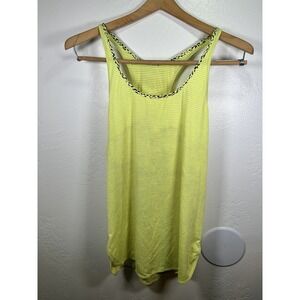 Lululemon Top Womens 6 Yellow Stripes What‎ The Sport Singlet Racerback Gym